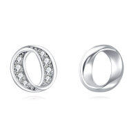 wholesale 925 Sterling Silver Elegant Interlocking Circle Stud Earrings With Zircon Accents-