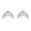 wholesale 925 Sterling Silver Elegant Silver Crescent Moon Crystal Earrings-0-4