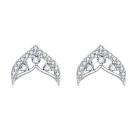 wholesale 925 Sterling Silver Elegant Silver Crescent Moon Crystal Earrings-undefined