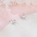 wholesale 925 Sterling Silver Elegant Silver Star Stud Earrings With Clear Gemstone Accents-0-1