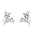 wholesale 925 Sterling Silver Elegant Silver Star Stud Earrings With Clear Gemstone Accents-0-0