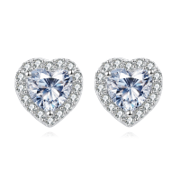 wholesale 925 Sterling Silver Eternal Love Heart-shaped Zircon Earrings With Sparkling Accents-undefined