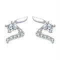 wholesale 925 Sterling Silver Elegant Zircon Wing Earrings: Luxurious Statement Jewelry-0-1