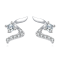 wholesale 925 Sterling Silver Elegant Zircon Wing Earrings: Luxurious Statement Jewelry-0-0