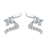 wholesale 925 Sterling Silver Elegant Zircon Wing Earrings: Luxurious Statement Jewelry-undefined