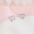 wholesale 925 Sterling Silver Elegant Heart-shaped Zircon Accent Sterling Silver Stud Earrings-0-2