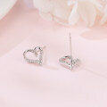 wholesale 925 Sterling Silver Elegant Heart-shaped Zircon Accent Sterling Silver Stud Earrings-0-1