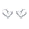 wholesale 925 Sterling Silver Elegant Heart-shaped Zircon Accent Sterling Silver Stud Earrings-0-0