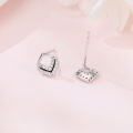 wholesale 925 Sterling Silver Elegant Square Zircon Earrings With Black Enamel Accents In Sterling Silver-0-1