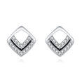 wholesale 925 Sterling Silver Elegant Square Zircon Earrings With Black Enamel Accents In Sterling Silver-0-0