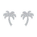 wholesale 925 Sterling Silver Zircon Palm Tree Silver Stud Earrings – Tropical Chic Jewelry-0-4