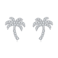wholesale 925 Sterling Silver Zircon Palm Tree Silver Stud Earrings – Tropical Chic Jewelry-0-0