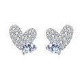 wholesale 925 Sterling Silver Luxury Heart-shaped Zircon-studded Stud Earrings-0-0