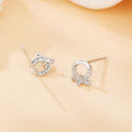 wholesale 925 Sterling Silver Elegant Sterling Silver Bow-shaped Earrings With Zircon Accents-0-1