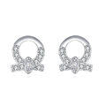 wholesale 925 Sterling Silver Elegant Sterling Silver Bow-shaped Earrings With Zircon Accents-0-0