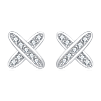 wholesale 925 Sterling Silver Elegant Zircon Cross Earrings In Sterling Silver-undefined