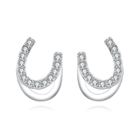 wholesale 925 Sterling Silver **title:** Elegant Horseshoe Zircon Stud Earrings In Sterling Silver-undefined