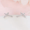 wholesale 925 Sterling Silver Plated with White Gold Zircon Cross Stud Earrings-0-2