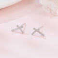 wholesale 925 Sterling Silver Plated with White Gold Zircon Cross Stud Earrings-0-1
