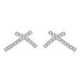 wholesale 925 Sterling Silver Plated with White Gold Zircon Cross Stud Earrings-0-0