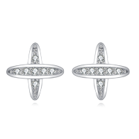 wholesale 925 Sterling Silver Elegant Zircon Earrings With Symmetrical Prong Setting-undefined
