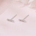 wholesale 925 Sterling Silver Elegant Zircon-studded Rectangular Stud Earrings-0-1
