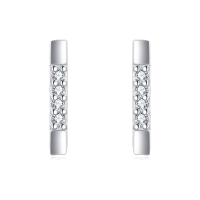 wholesale 925 Sterling Silver Elegant Zircon-studded Rectangular Stud Earrings-undefined