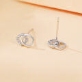 wholesale 925 Sterling Silver Elegant Geometric Zircon Accent Interlocking Square Stud Earrings-0-4