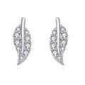 wholesale 925 Sterling Silver **zircon Leaf Earrings In Sterling Silver: Modern Luxury Jewelry**-0-1