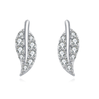 wholesale 925 Sterling Silver **zircon Leaf Earrings In Sterling Silver: Modern Luxury Jewelry**-undefined