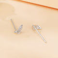 wholesale 925 Sterling Silver Elegant Silver Leaf Zircon Stud Earrings With Modern Design-0-1