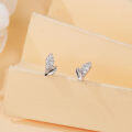 wholesale 925 Sterling Silver Elegant Silver Leaf Zircon Stud Earrings With Modern Design-0-2