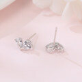 wholesale 925 Sterling Silver Triple Zircon Heart Earrings In Plated with White Gold Setting-0-5