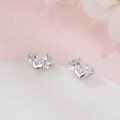 wholesale 925 Sterling Silver Triple Zircon Heart Earrings In Plated with White Gold Setting-0-4