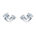 wholesale 925 Sterling Silver Triple Zircon Heart Earrings In Plated with White Gold Setting-0-0