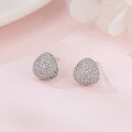 wholesale 925 Sterling Silver Heart-shaped Zircon Pavé Stud Earrings In Plated with White Gold-0-2
