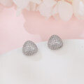 wholesale 925 Sterling Silver Heart-shaped Zircon Pavé Stud Earrings In Plated with White Gold-0-1