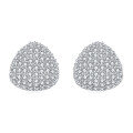 wholesale 925 Sterling Silver Heart-shaped Zircon Pavé Stud Earrings In Plated with White Gold-0-0