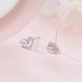 wholesale 925 Sterling Silver Elegant Heart-shaped Zircon Stud Earrings With Sparkling Accents-0-2