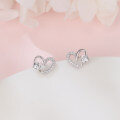 wholesale 925 Sterling Silver Elegant Heart-shaped Zircon Stud Earrings With Sparkling Accents-0-1