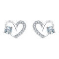 wholesale 925 Sterling Silver Elegant Heart-shaped Zircon Stud Earrings With Sparkling Accents-0-0