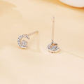 wholesale 925 Sterling Silver Crescent Moon Heart Zircon Stud Earrings-0-2