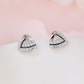 wholesale 925 Sterling Silver Elegant Triangular Zircon Stud Earrings In Silver-plated Metal-0-4