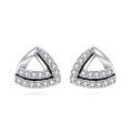 wholesale 925 Sterling Silver Elegant Triangular Zircon Stud Earrings In Silver-plated Metal-0-0