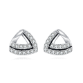 wholesale 925 Sterling Silver Elegant Triangular Zircon Stud Earrings In Silver-plated Metal-0-5
