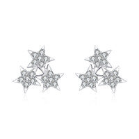 wholesale 925 Sterling Silver Elegant Starburst Zircon Stud Earrings In Sterling Silver-undefined