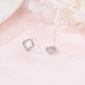 wholesale 925 Sterling Silver Elegant Square Zircon Accent Earrings In Silver/white Gold-0-5