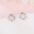 wholesale 925 Sterling Silver Elegant Square Zircon Accent Earrings In Silver/white Gold-0-4