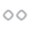 wholesale 925 Sterling Silver Elegant Square Zircon Accent Earrings In Silver/white Gold-0-1