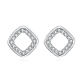 wholesale 925 Sterling Silver Elegant Square Zircon Accent Earrings In Silver/white Gold-0-0